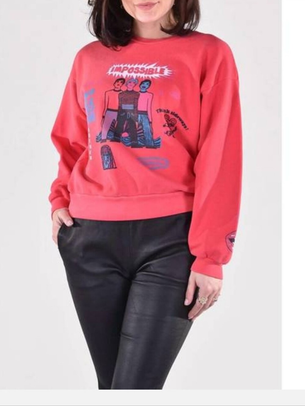 Mother drop square sweatshirt in think sideways
